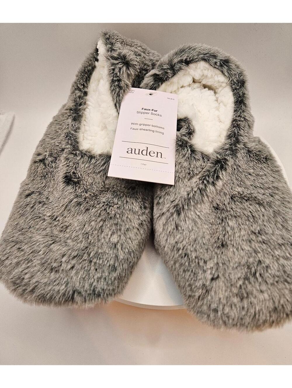 Auden Slipper Socks - 2prs M/L (8-10) - Dark Grey - BNWT